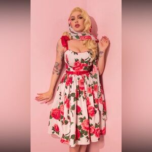Vixen white roses swing dress